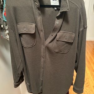 Aerie LumberJane Waffle Shirt - Olive Green SZ M